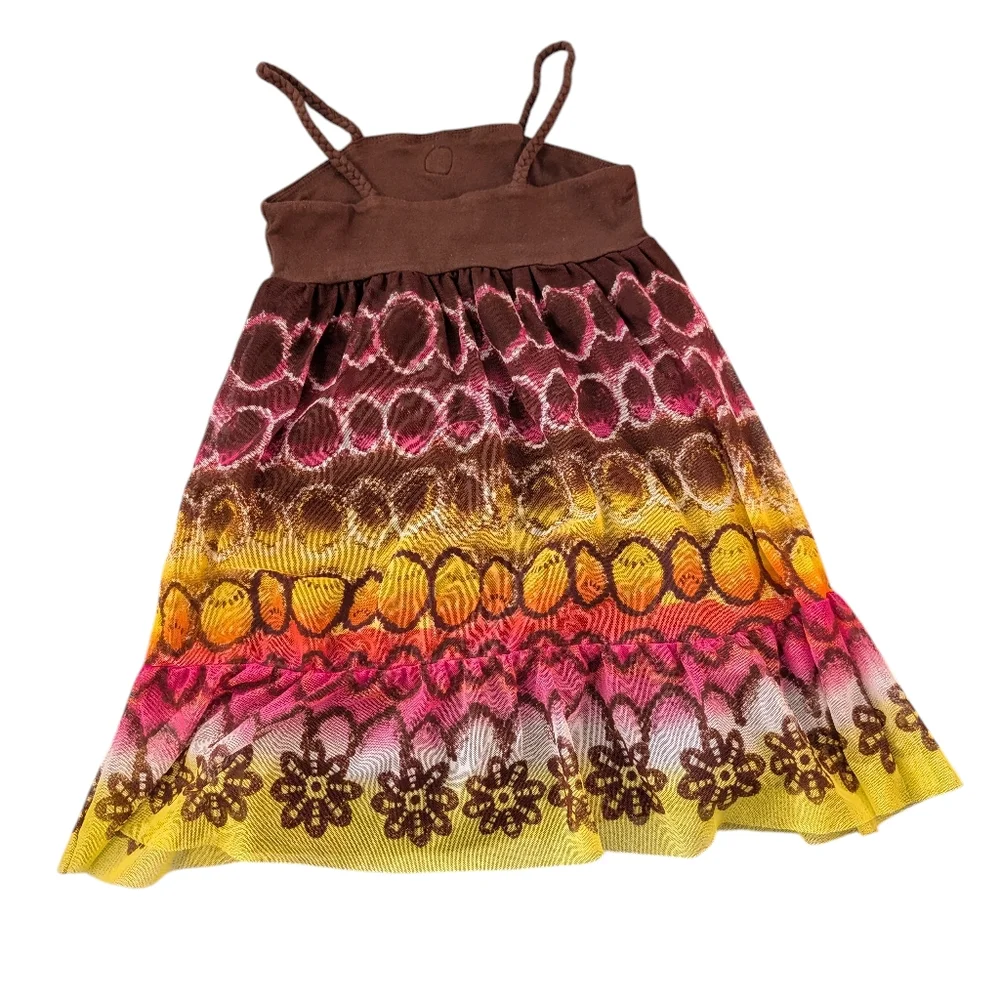Y2K The‎ Children's Place Brown and Pink Floral Groovy Print Girls Dress 4T - Picture 4 of 8
